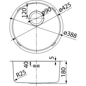 Кухонная мойка IDDIS Edifice 42.5 графит (EDI42G0i77)