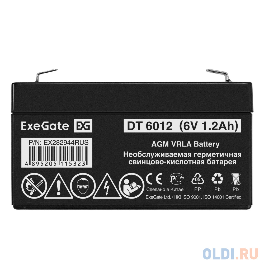 Exegate EX282944RUS Аккумуляторная батарея DT 6012 (6V 1.2Ah, клеммы F1)