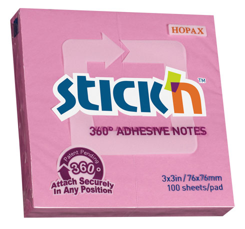 Блок самоклеящийся (стикеры) STICK`N, 100 листов, розовый (21554)