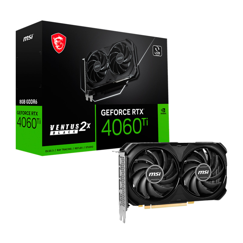 Видеокарта MSI GeForce RTX 4060 Ti VENTUS 2X BLACK 8G OC 2565Mhz PCI-E 8192Mb 18000MHz 128-bit HDMI 3xDP 602-V515-06S