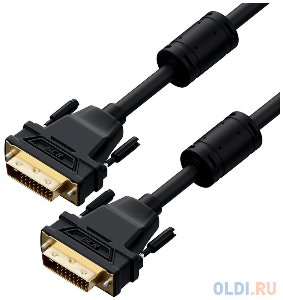 GCR Кабель PROF 3.0m DVI-D, черный, GOLD, ферритовые кольца, OD 8.5mm, 28 AWG, DVI/DVI, 25M/25M, двойной экран, GCR-54236 в Москвe