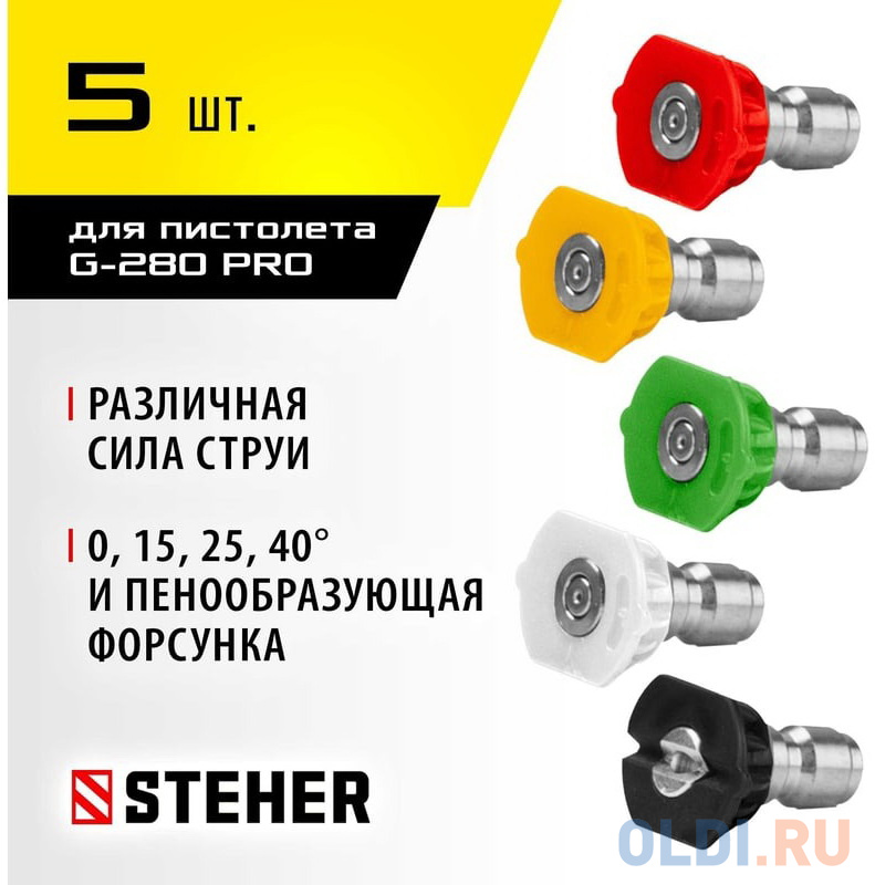 STEHER для пистолета G-280 PRO, комплект цветных насадок 5 шт (75408-280)