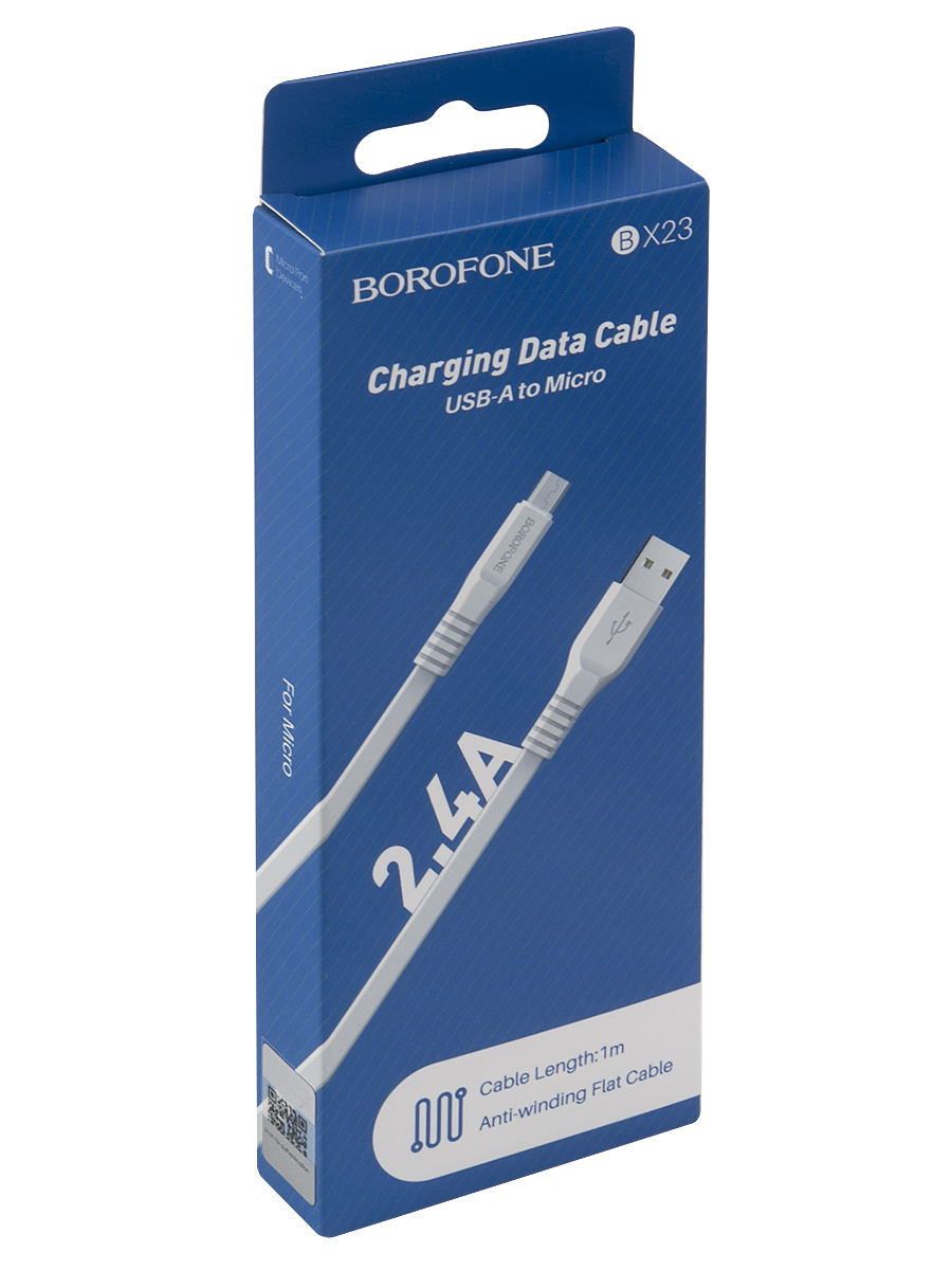 Дата-кабель Borofone BX23 Wide, USB - Micro-USB, белый (03347)