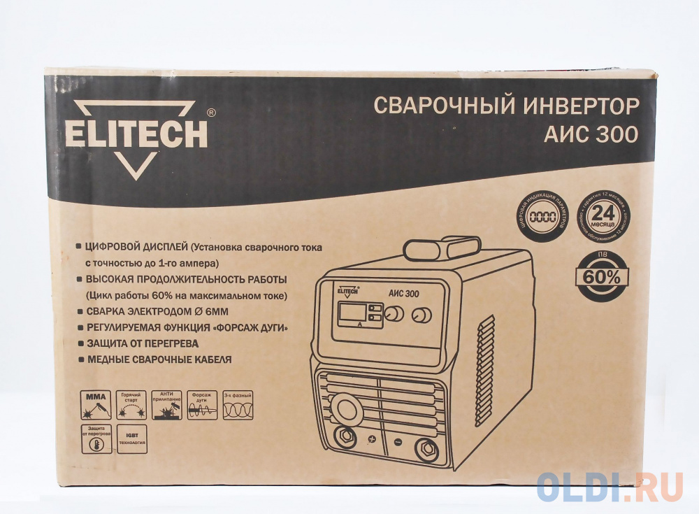 Сварочный аппарат Elitech АИС 300 инвертор MMA DC/TIG DC 11кВт