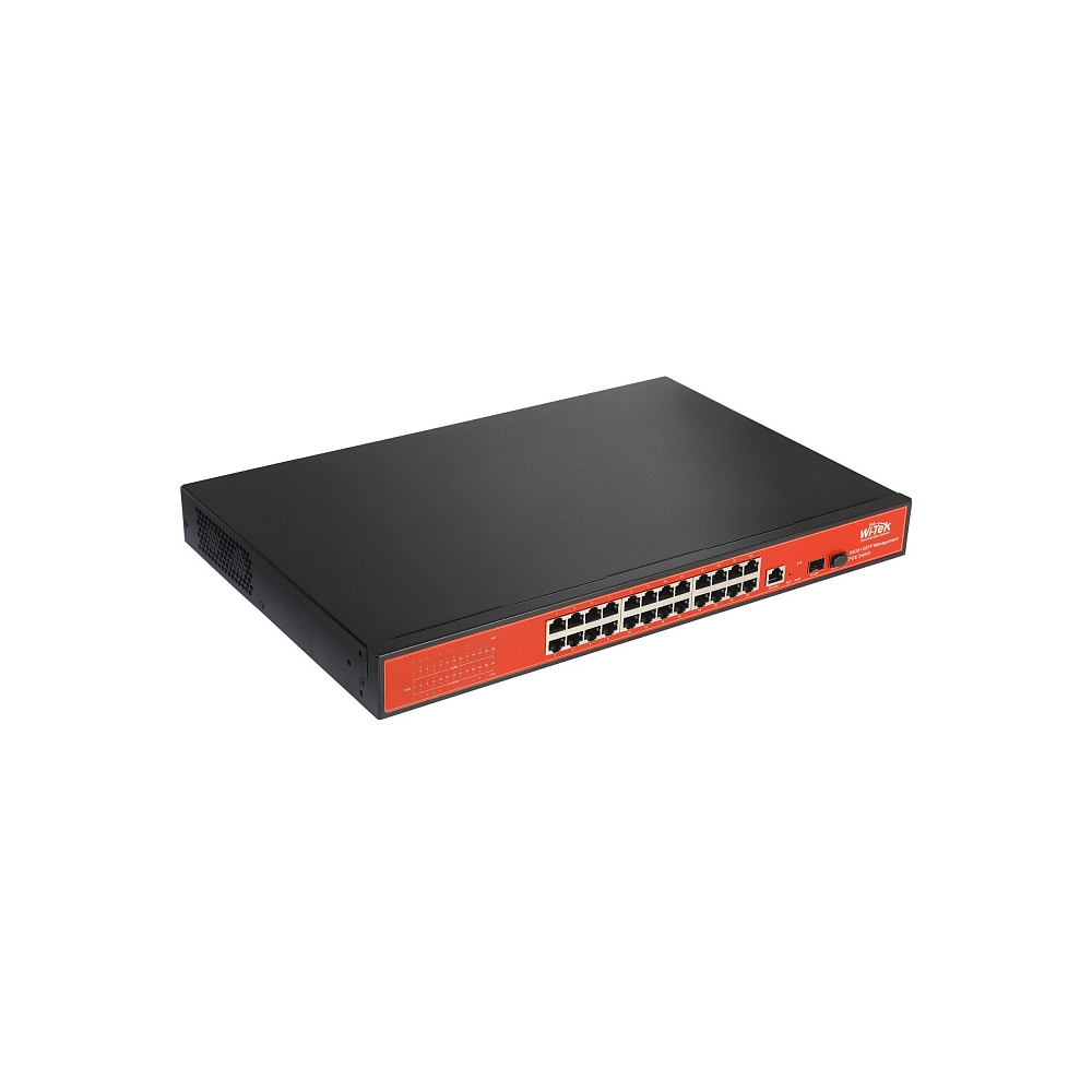 Коммутатор Wi-Tek WI-PMS326GF, управляемый, кол-во портов: 24x1 Гбит/с, SFP 2x1 Гбит/с, установка в стойку, PoE: 24x30Вт (макс. 400Вт)