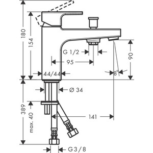 Смеситель на борт ванны Hansgrohe Vernis Shape хром (71463000)