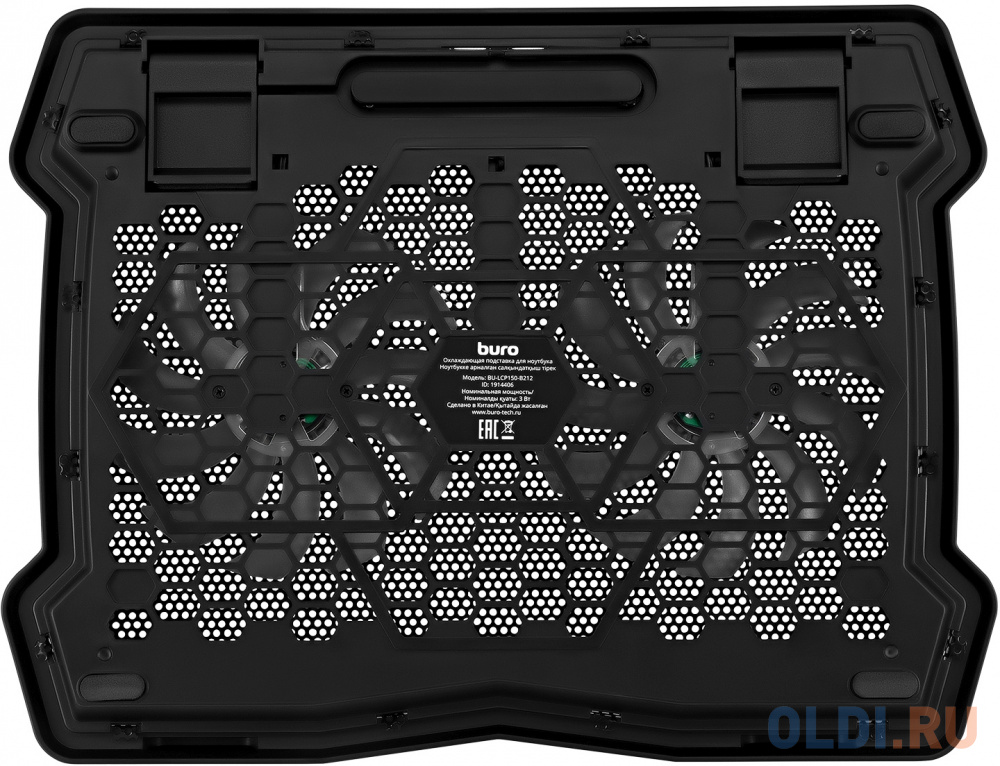 Подставка для ноутбука Buro BU-LCP150-B213 15"335x265x22мм 74.35дБ 1xUSB 2x 140ммFAN 480г металлическая сетка/пластик черный в Москвe