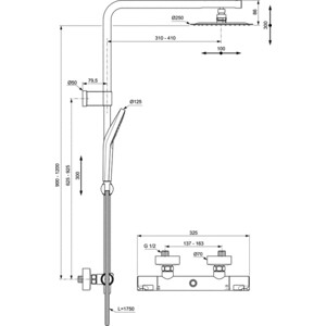 Душевая система Ideal Standard Ceratherm T50 с термостатом (A7704AA) в Москвe