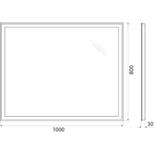 Зеркало BelBagno Spc-Grt 100х80 с подсветкой, кнопочный выключатель (SPC-GRT-1000-800-LED-BTN)