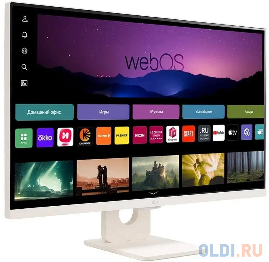 МОНИТОР 27" LG 27SR50F-W WHITE (IPS, 1920x1080, 5 ms, 178°/178°, 250 cd/m, 1000:1, +2xHDMI 2.1, +2xUSB, +MM, +WiFi, +BT)