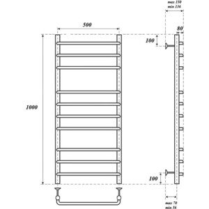 Полотенцесушитель электрический Point П10 500х1000 хром (PN09150E)