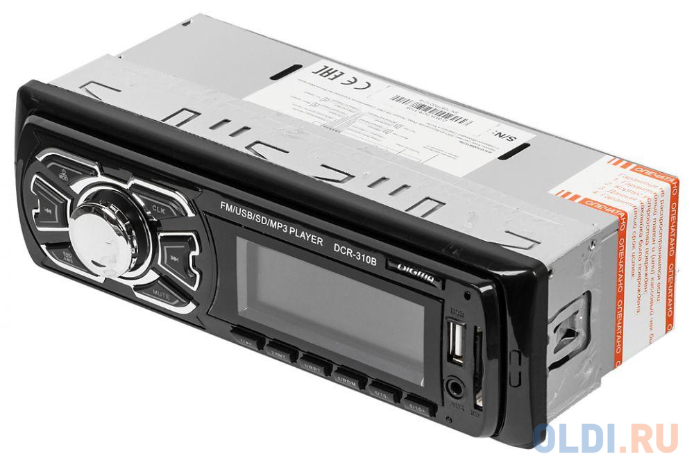 Автомагнитола Digma DCR-310B USB MP3 FM 1DIN 4x45Вт черный