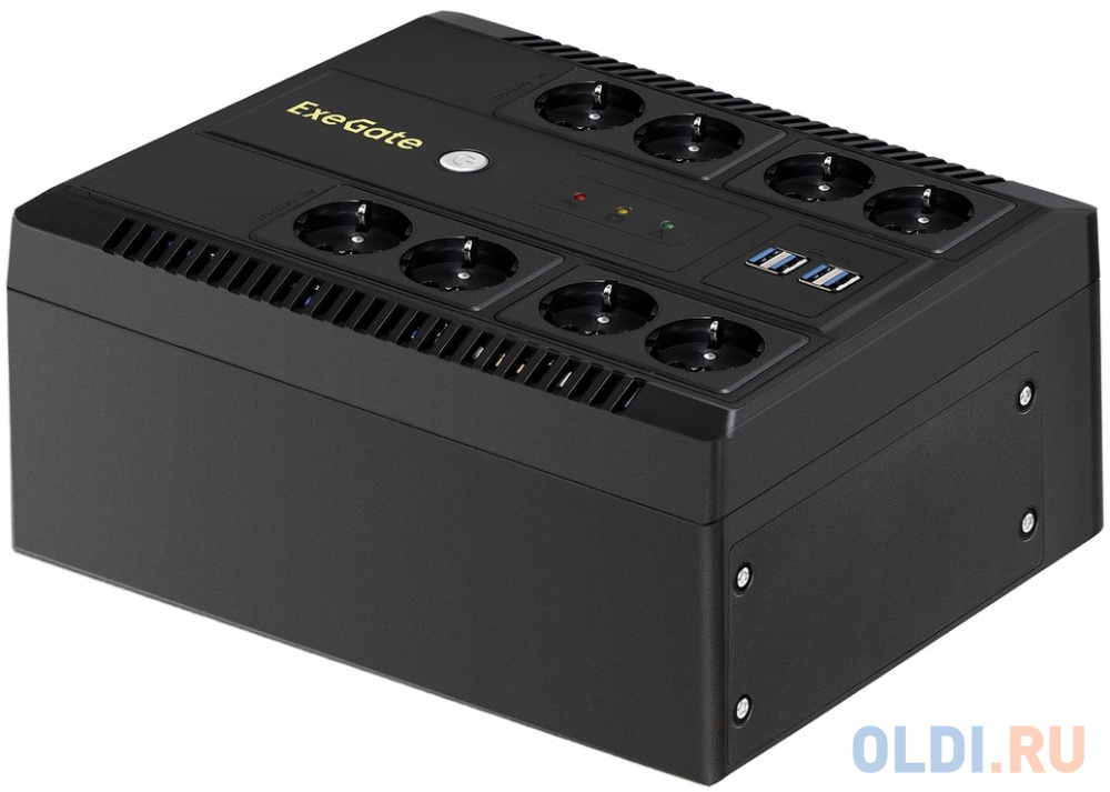ИБП ExeGate NEO NNB-1000.LED.AVR.8SH.CH &lt;1000VA/650W, LED, AVR, 8*Schuko, 4*USB-порта для зарядки, Black&gt;