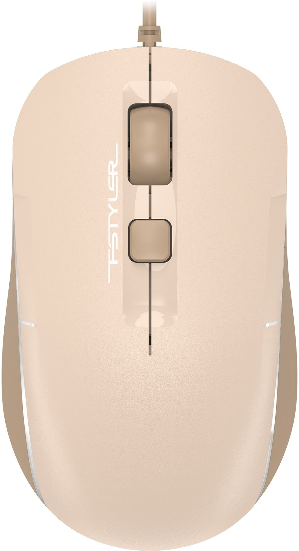 Мышь проводная A4Tech Fstyler FM26S, 1600dpi, оптическая светодиодная, USB, бежевый/коричневый (FM26S USB (CAFE LATTE))