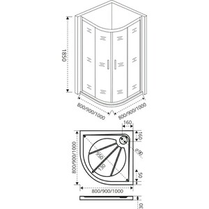 Душевой уголок Good Door Infinity R 90х90 с поддоном, прозрачный, хром