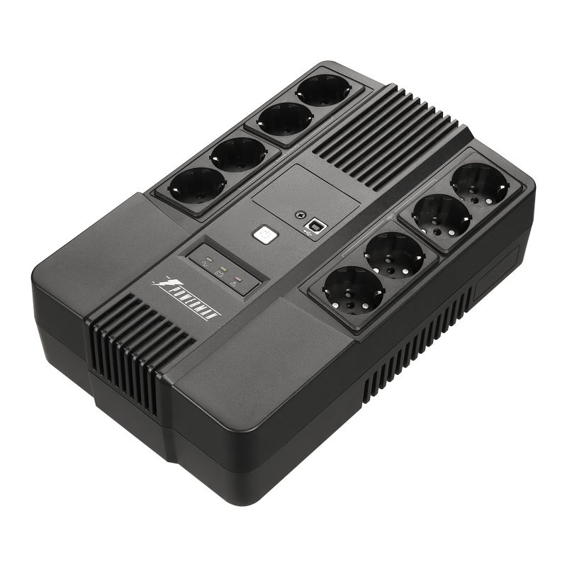 ИБП Powerman Brick 650 PLUS , 650 VA, Schuko, RJ45, розеток - 8, USB, черный (6188709)