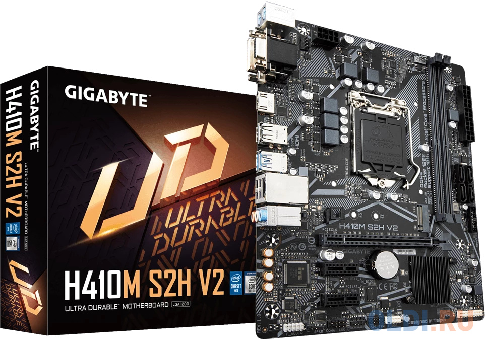 GIGABYTE H410M S2H V2 2.1, LGA1200, Q470, 2*DDR4, 4*SATA, 1*M.2, 2*USB 3.2, 4*USB 2.0, 1*PCIx16, 1*PCIx1, D-Sub+HDMI+DP, mATX