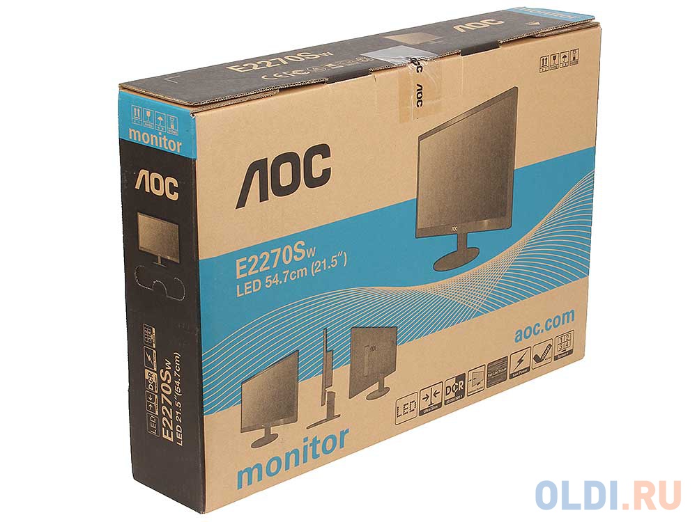 Монитор 21.5" AOC E2270SWDN Black WLED, 1920x1080, 5ms, 200 cd/m2, 600:1 (DCR 20M:1), D-Sub, DVI, vesa в Москвe