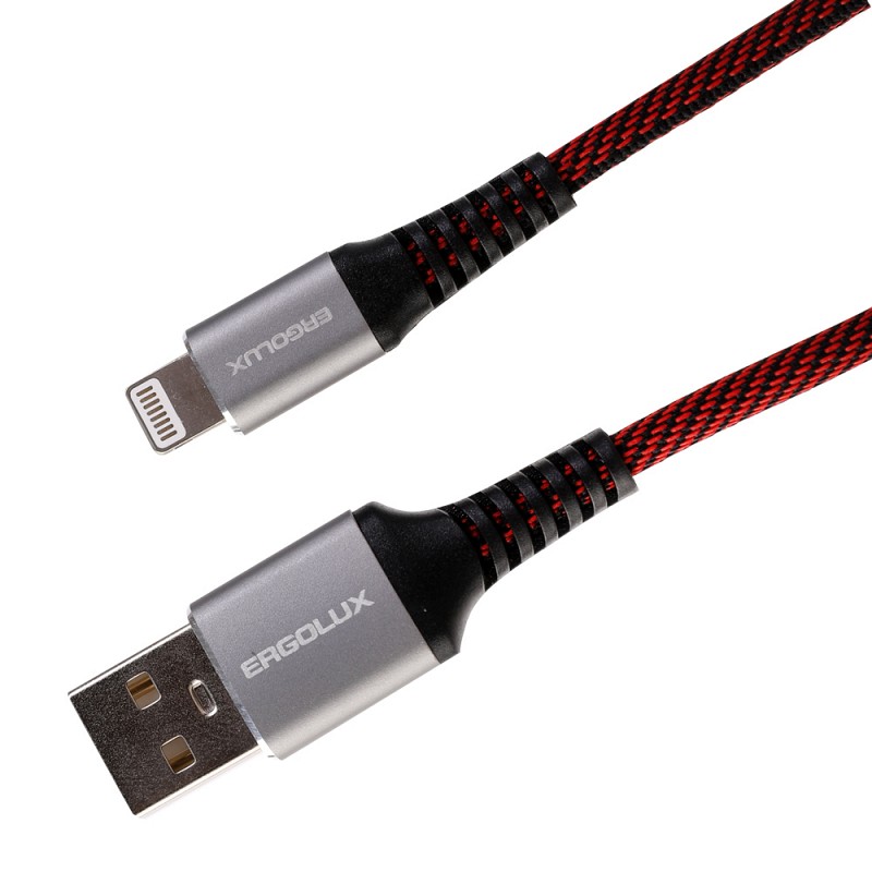 Аксессуар Ergolux USB - Lightning 3А 1.5m Black-Red ELX-CDC09-C43