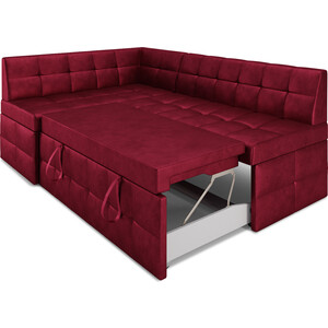 Кухонный диван Mebel Ars Атлантис левый угол (бархат красный STAR VELVET 3 DARK RED) 190х84х120 см в Москвe