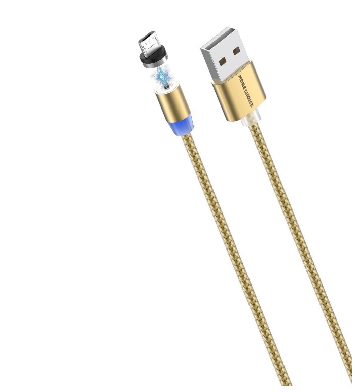 Кабель More choice K61Sm 1м Gold Smart USB 3.0A для micro USB Magnetic золотой