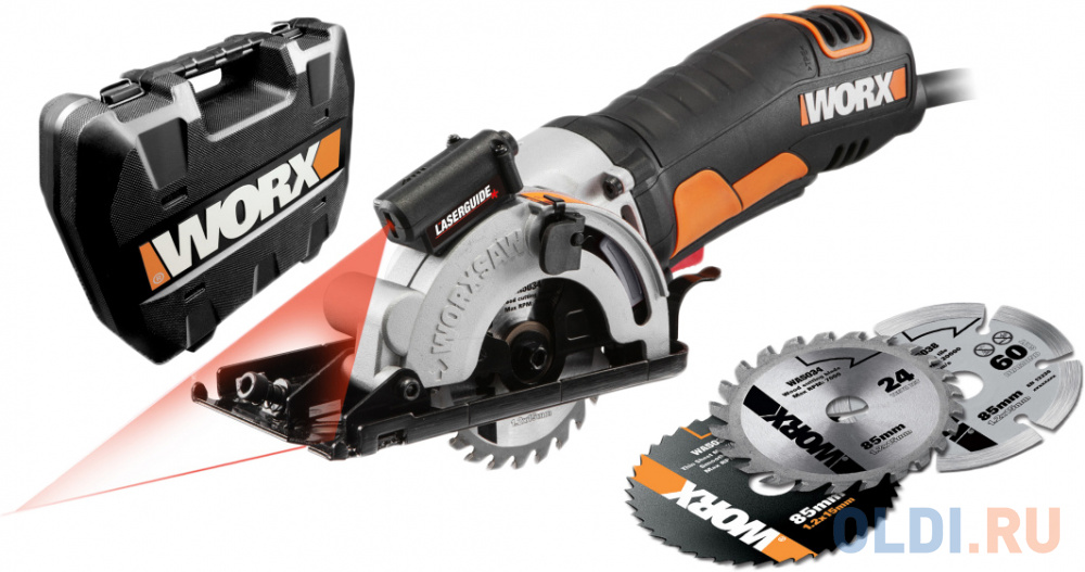 Дисковая пила WORX WX426, 400 Вт, 85 мм, кейс