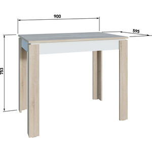 Стол обеденный Атмосфера Оптима дуб сонома/белый в Москвe