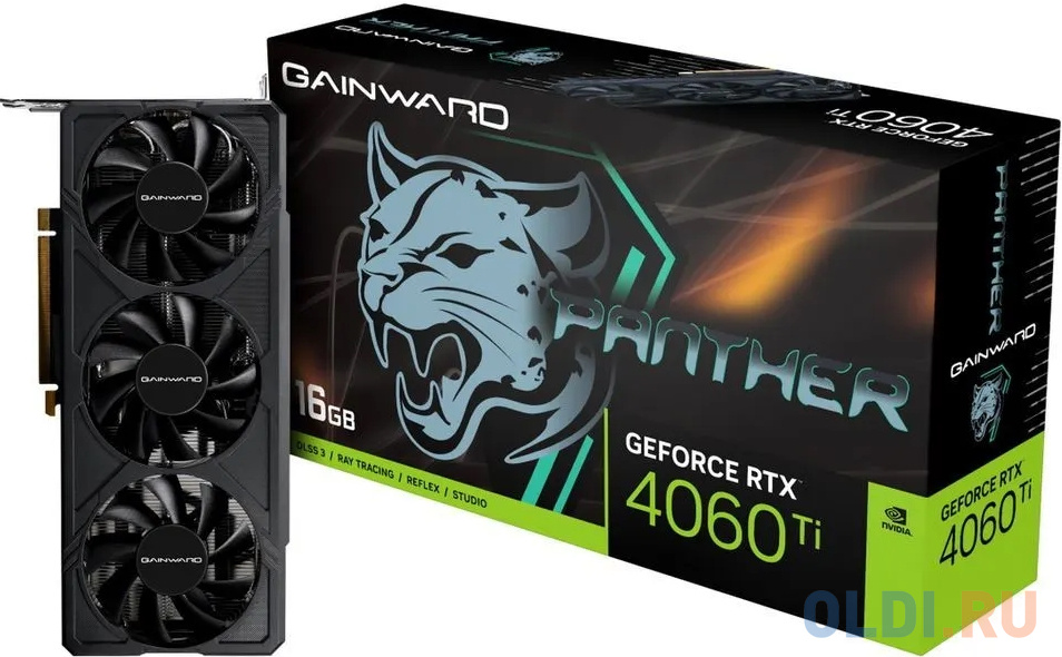 Видеокарта Gainward RTX4060Ti PANTHER 16GB GDDR6 128bit 3xDP HDMI 3FAN RTL в Москвe