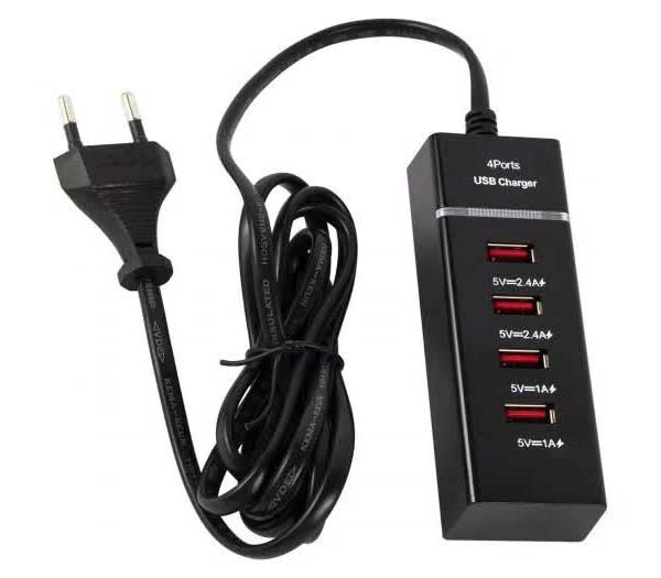 Сетевое зарядное устройство-удлинитель Red Line 4 USB (модель P-1), Fast Charger, 1,5м, компактный, черный УТ000029870