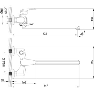 Смеситель для ванны Lemark Pramen (LM3317C)