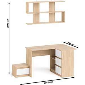 Стол компьютерный СВК Мори МС-16 правый + Тумба ТМП400.1 + Полка 1200, цвет дуб сонома/белый (1027476)