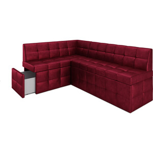 Кухонный диван Mebel Ars Атлантис левый угол (бархат красный STAR VELVET 3 DARK RED) 190х84х120 см