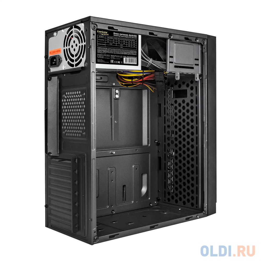 Корпус Minitower ExeGate BAA-105-01-AAA400 (mATX, БП AAA400 с вент. 8см, 4*USB, аудио, черный)