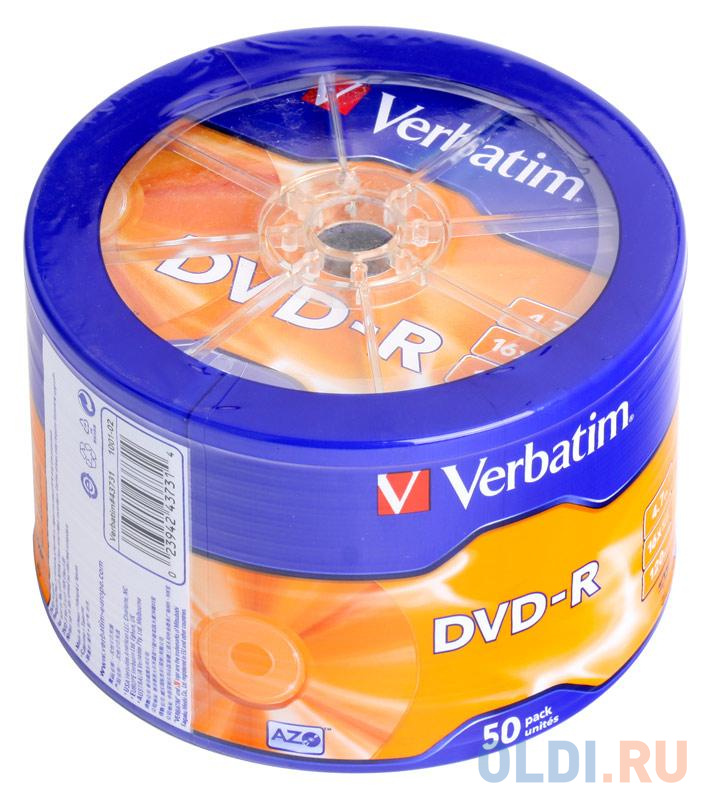 Диск DVD-R 4.7Gb Verbatim 16x Shrink/50   43731