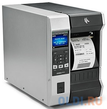 Zebra TT ZT610; 4", 203 dpi, Euro and UK cord, Serial, USB, Gigabit Ethernet, Bluetooth 4.0, USB Host, Tear, Color Touch, ZPL