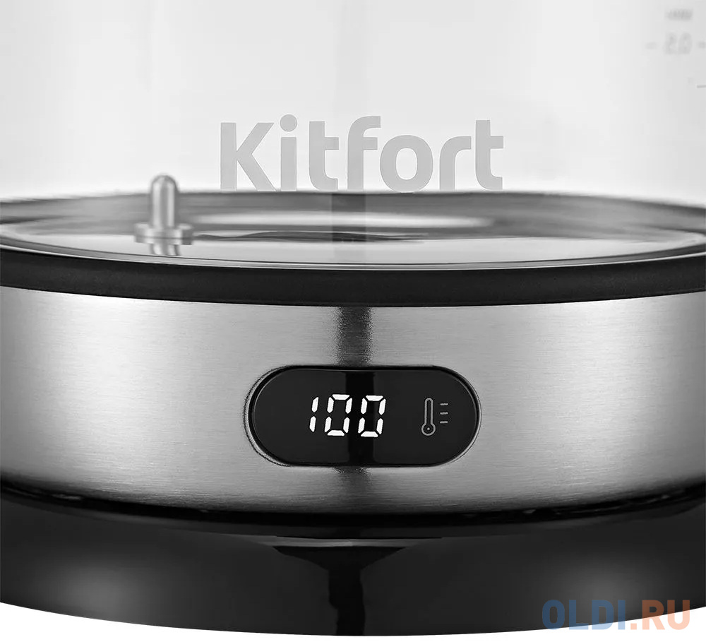 Чайник электрический KITFORT КТ-6155 2200 Вт чёрный нержавеющея сталь 1.7 л пластик/стекло
