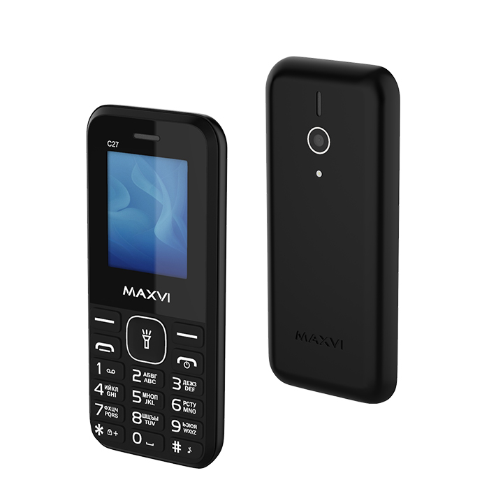 Мобильный телефон MAXVI C27, 1.77" 160x128 TFT, Spreadtrum SC6531, 32Mb RAM, 32Mb, BT, 1xCam, 2-Sim, 600 мА·ч, micro-USB, черный (C27 black)