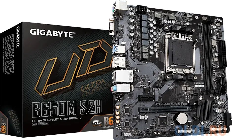 Материнская плата Gigabyte B650M S2H SocketAM5 AMD B650 mATX AC`97 8ch(7.1) GbLAN RAID+VGA+HDMI+DP