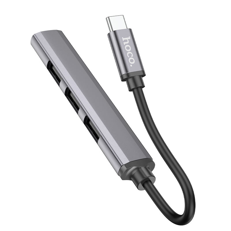 Хаб USB Hoco HB26 3хUSB 2.0 + 1xUSB 3.0 Grey 6931474765482