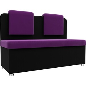 Кухонный прямой диван АртМебель Маккон 2-х местный микровельвет фиолетовый/черный