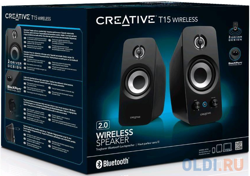 Колонки Creative T15 Wireless 18 Вт черный 51MF1670AA000