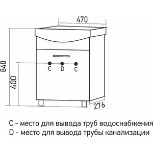 Тумба с раковиной Mixline Алан 47х37 венге/дуб молочный (4640030866878, 4631111132685)