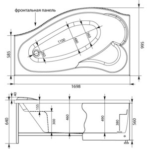 Фронтальная панель Aquanet Palma 170 H56 L черная (176039)