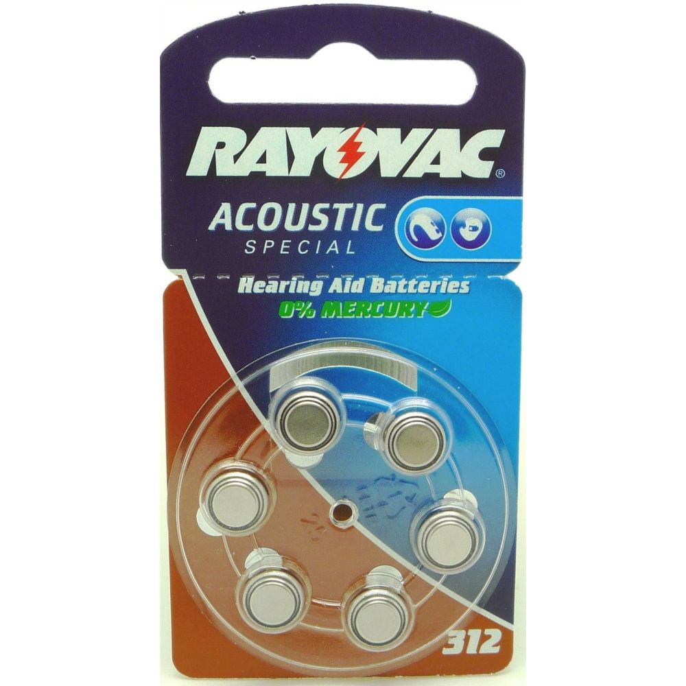 Батарейка RAYOVAC ACOUSTIC Type 312 блистер 6шт.