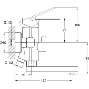 Смеситель для ванны G.lauf NOB с душевым гарнитуром, хром (NOB3-A128)