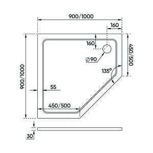 Душевой поддон Veconi Tezeo stone 90х90 универсальный, на каркасе, без сифона (TZ12-90T-01-19C3)