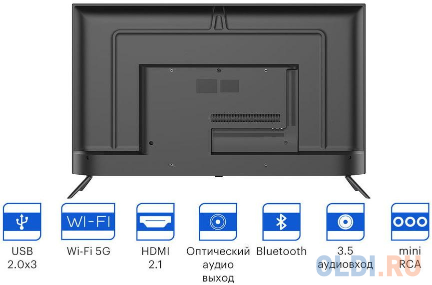 Телевизор 43" Kivi 43U740NB черный 3840x2160 60 Гц Wi-Fi Smart TV 4 х HDMI RJ-45 Bluetooth в Москвe