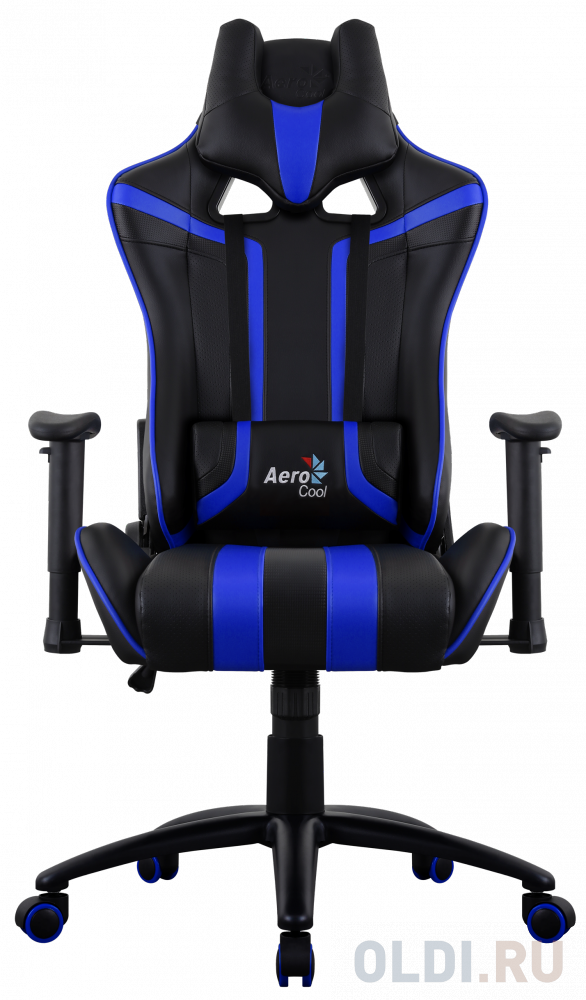 Игровое кресло Aerocool AC120 AIR-BB , черно-синее, с перфорацией, до 150 кг, размер, см (ШхГхВ) : 70х55х124/132. в Москвe