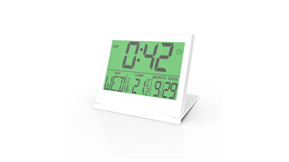 Часы Ritmix CAT-042, зеленая подсветка, 1xCR2025, будильник, температура, дата, белый