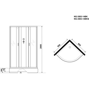 Душевая кабина Niagara NG-3503-14BK 80х80х200